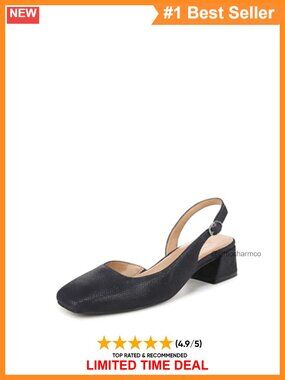 Slingback Block Heel Pump D'Orsay Square Toe Comfort Dress Shoe